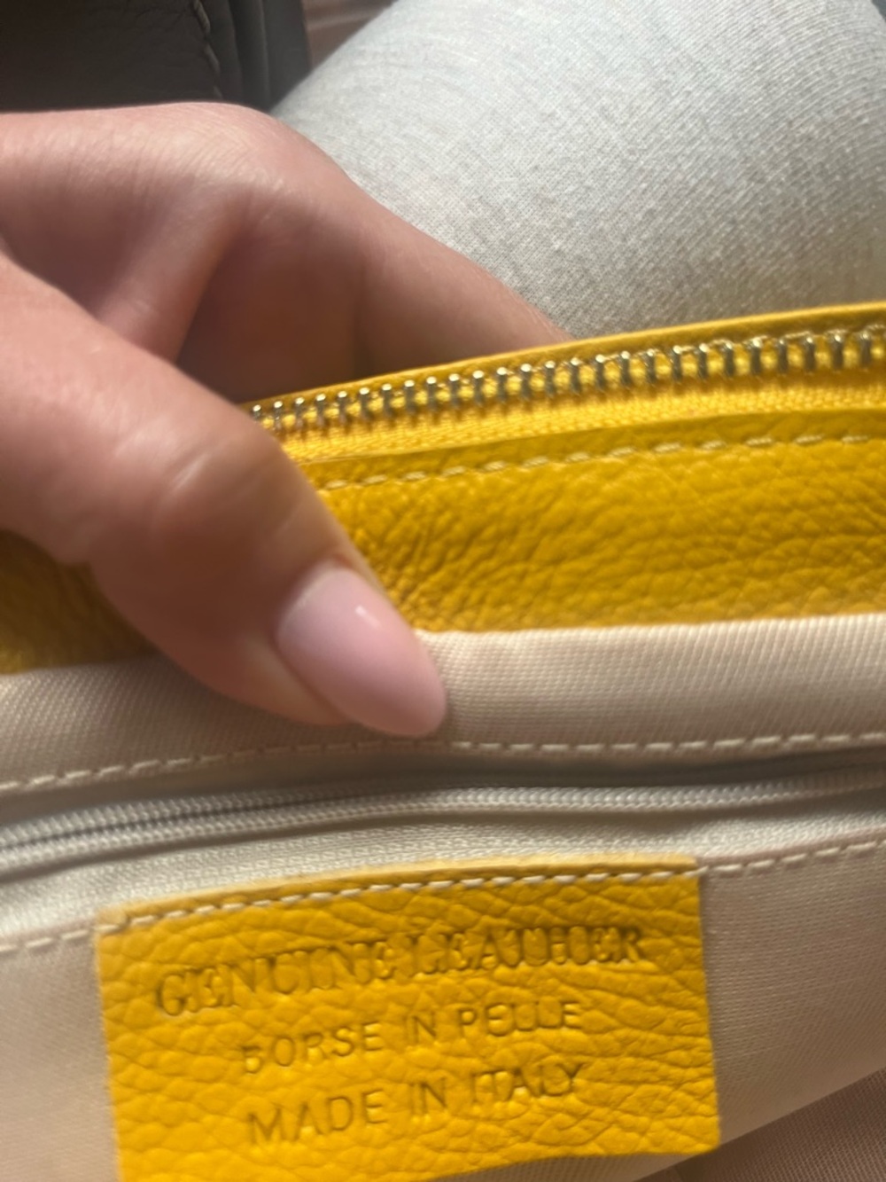 Borse In Pelle Genuine Italian Leather Saddle Crossbody Bag Yellow - Picture 2 of 6